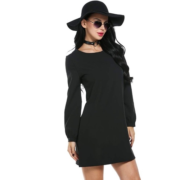 ACEVOG Long Sleeve Shift Dress Loose A-Line Dress - Picture 2 of 8